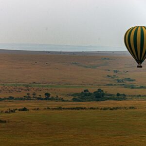 Balloon over Maasai Mara landscape, Kenya
